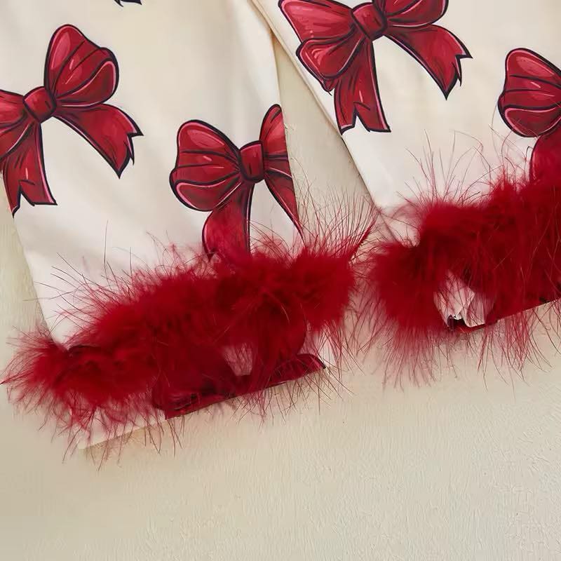 Kids Button Up Bow PJ's with Feathers