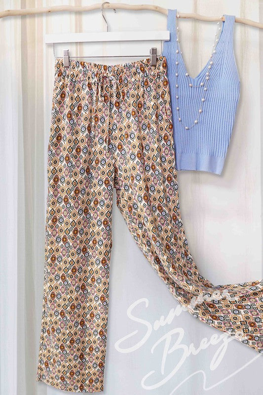 Boho Printed Wideleg Pant