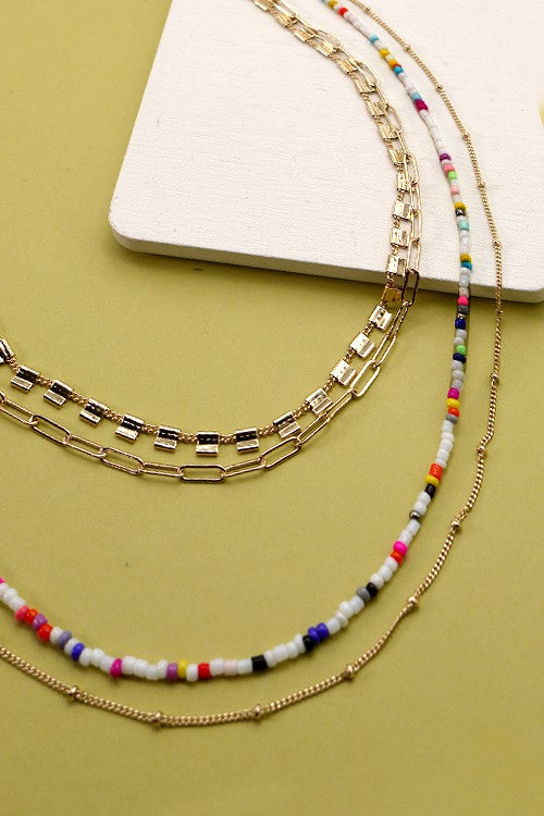 Multi Beaded Layered Necklace