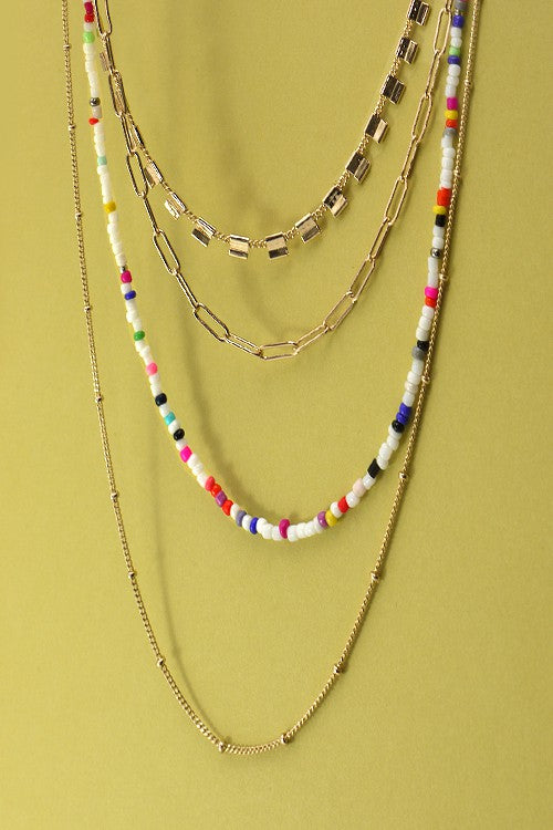 Multi Beaded Layered Necklace