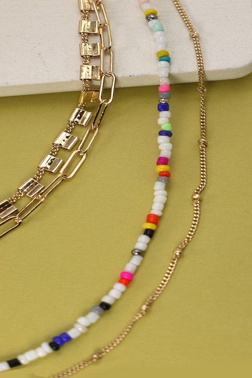 Multi Beaded Layered Necklace