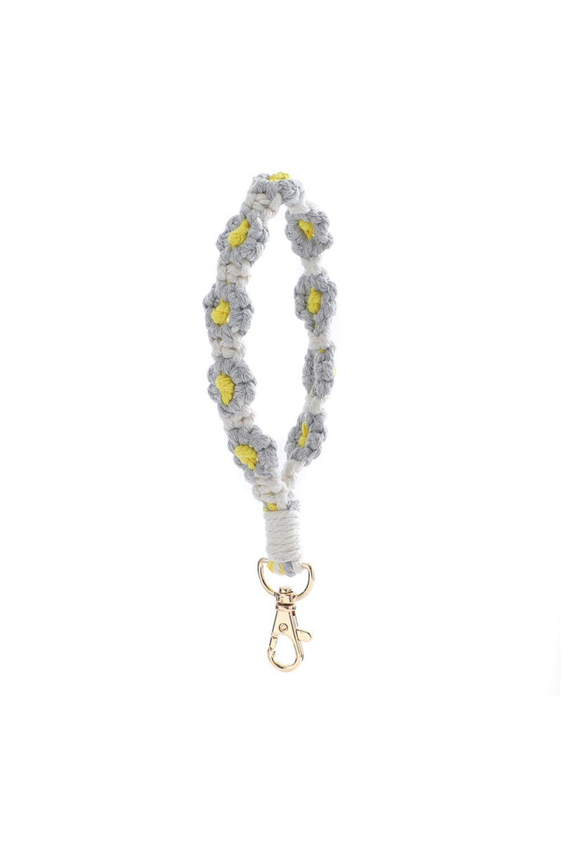 Flower Macrame Wristlet Keychain