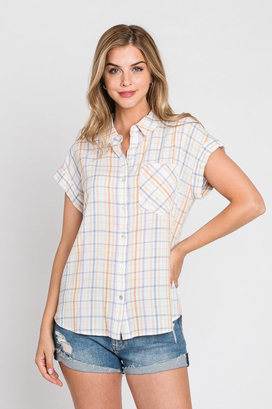 Colorful Plaid Button Up