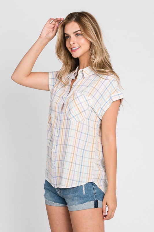 Colorful Plaid Button Up