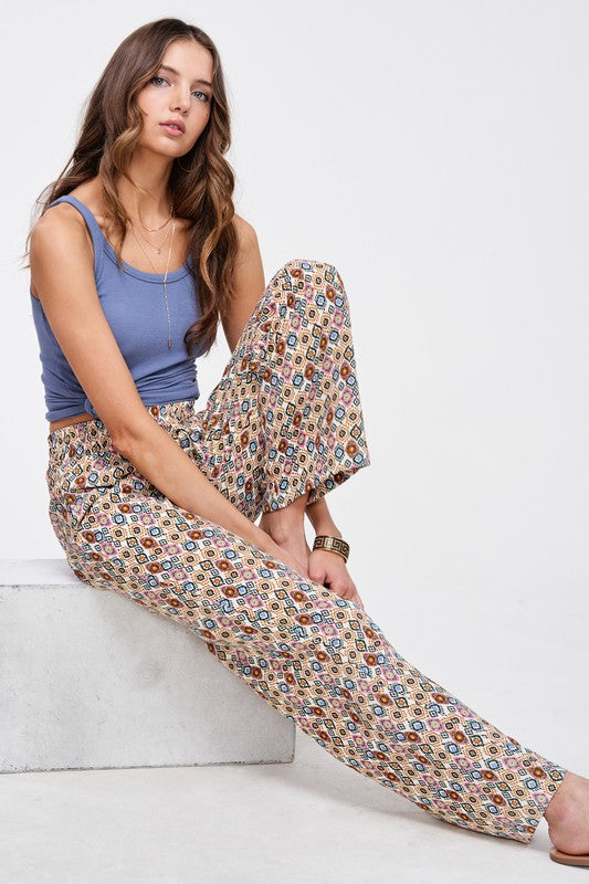 Boho Printed Wideleg Pant