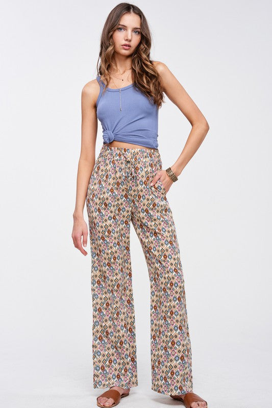 Boho Printed Wideleg Pant