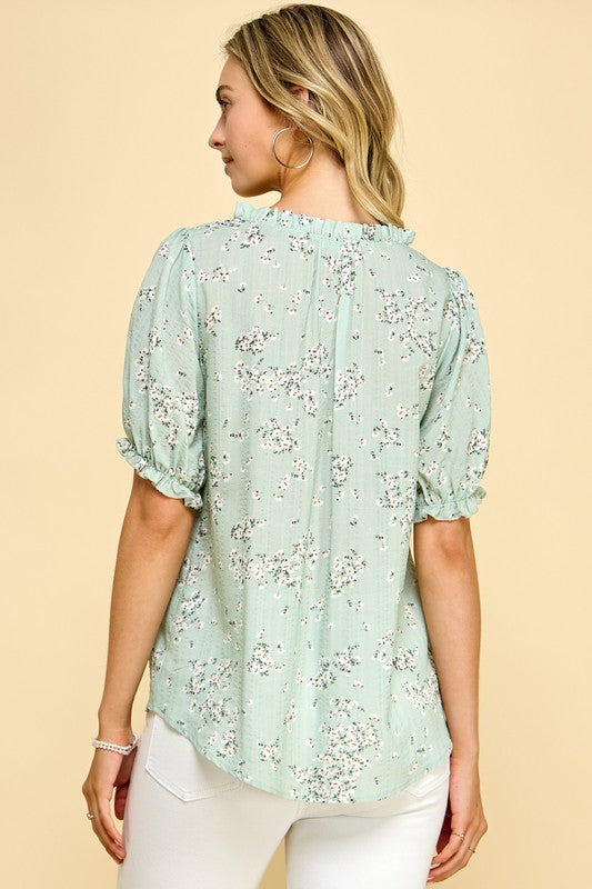 Floral Top with Split Neck