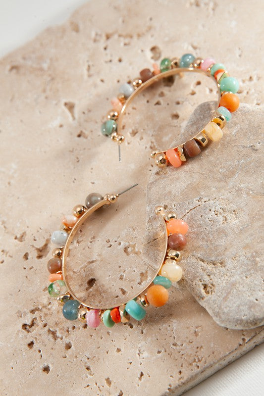 Handmade Multi Beaded Hoop Earring
