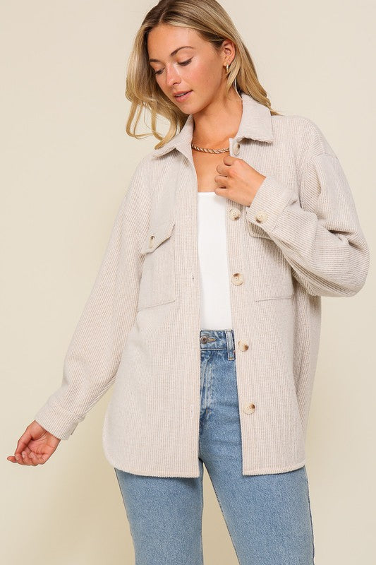 Brushed Waffle Shacket