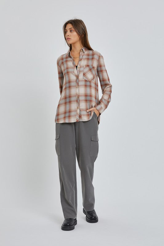 Almond Classic Fit Flannel