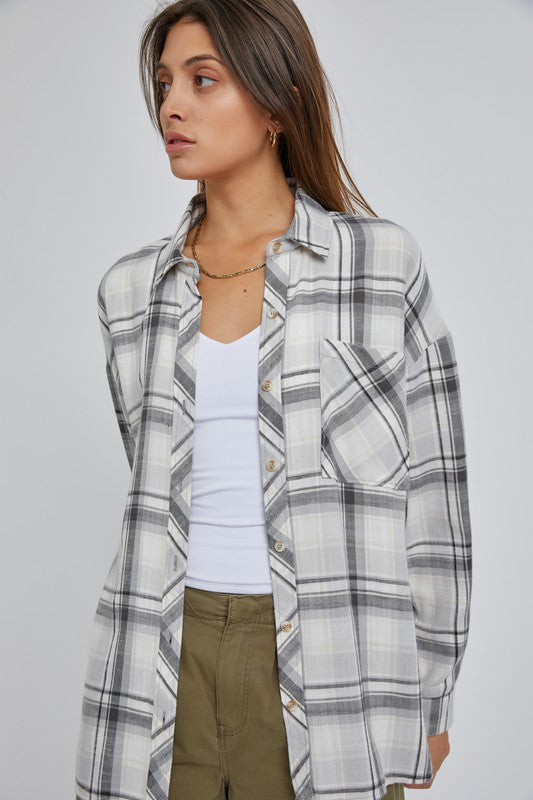 Grey Oversize Boyfriend Flannel