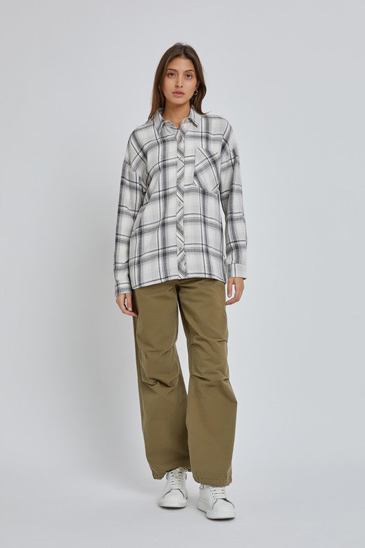 Grey Oversize Boyfriend Flannel