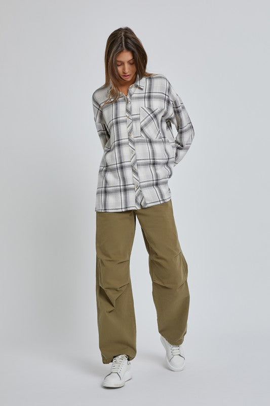 Grey Oversize Boyfriend Flannel