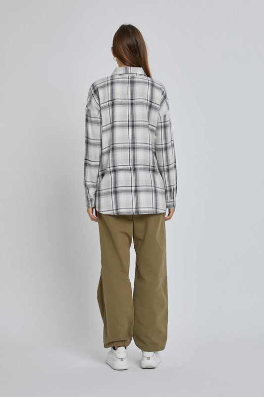 Grey Oversize Boyfriend Flannel