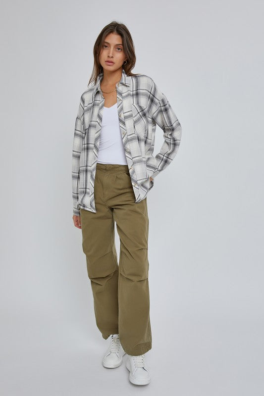 Grey Oversize Boyfriend Flannel