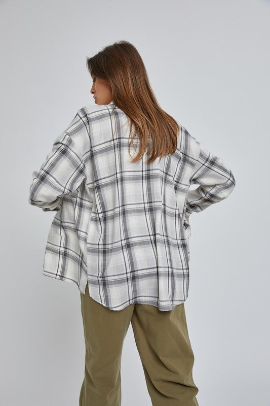 Grey Oversize Boyfriend Flannel
