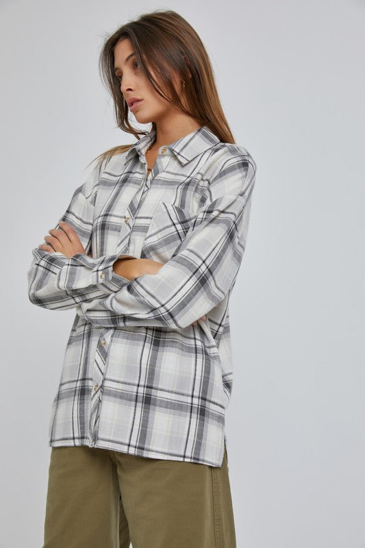 Grey Oversize Boyfriend Flannel