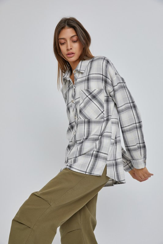 Grey Oversize Boyfriend Flannel