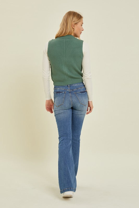 Cable Knit Button Front Vest
