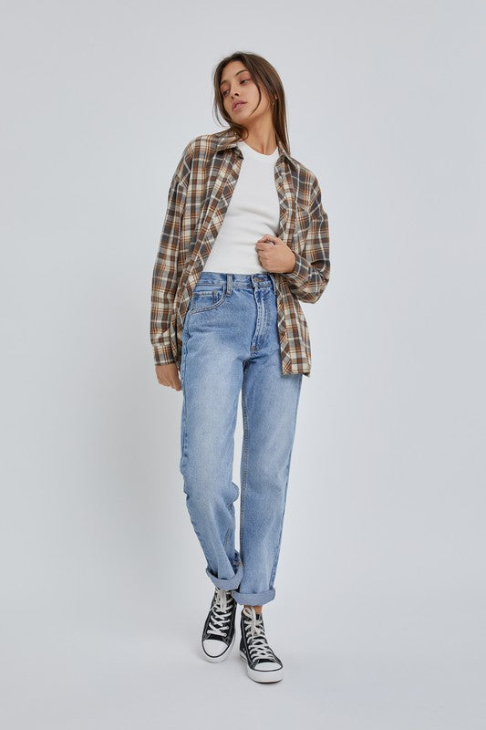Brown Oversize Boyfriend Flannel