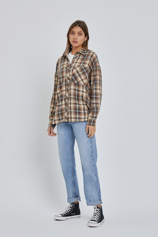 Brown Oversize Boyfriend Flannel