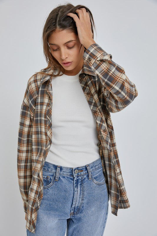 Brown Oversize Boyfriend Flannel