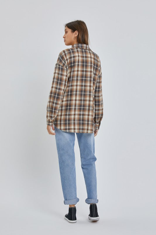 Brown Oversize Boyfriend Flannel
