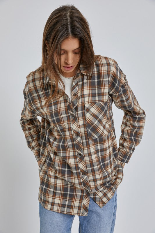 Brown Oversize Boyfriend Flannel