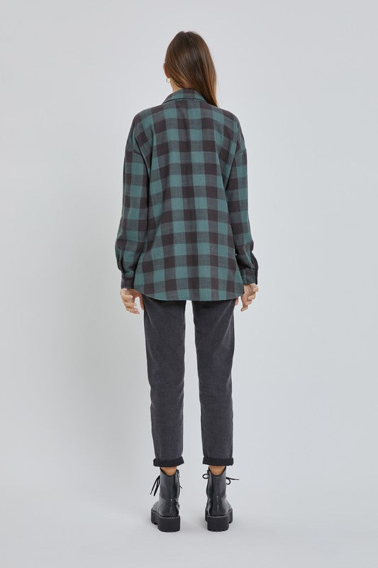 Pine Oversize Boyfriend Flannel