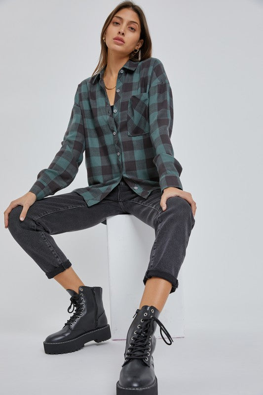 Pine Oversize Boyfriend Flannel