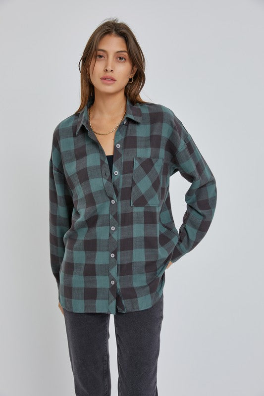 Pine Oversize Boyfriend Flannel