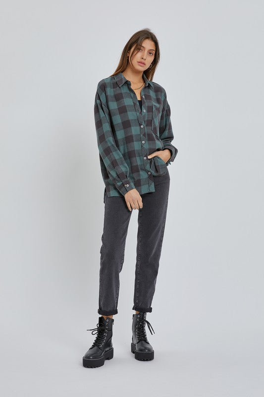Pine Oversize Boyfriend Flannel