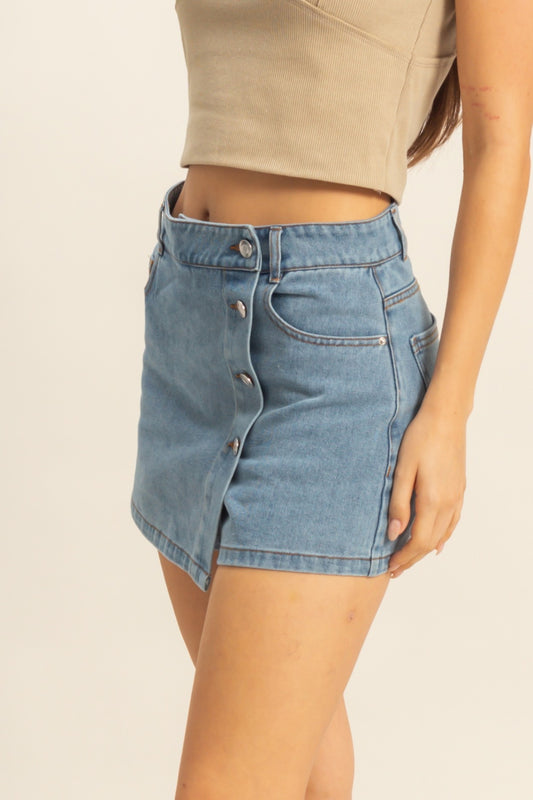 Cross Front Denim Skort