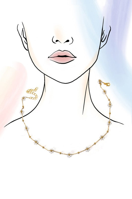 Beaded Flower Dainty Necklace