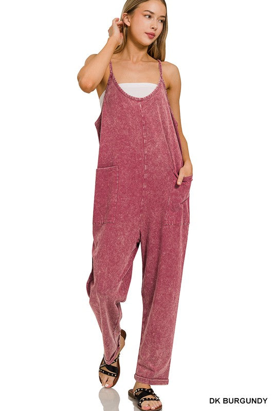 Washed Spaghetti Strap Slouchy Jumpsuit