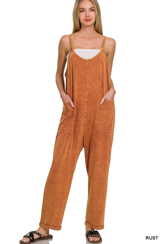 Washed Spaghetti Strap Slouchy Jumpsuit