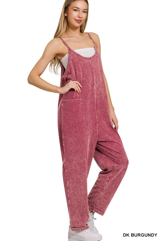 Washed Spaghetti Strap Slouchy Jumpsuit
