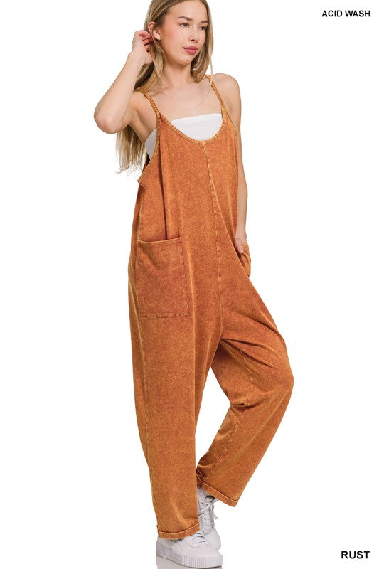 Washed Spaghetti Strap Slouchy Jumpsuit
