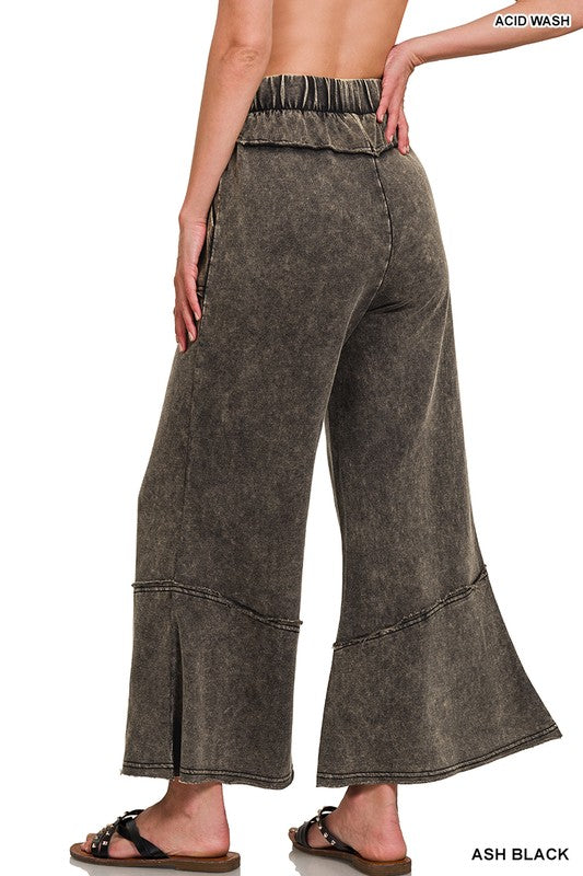 Exposed Seam Flare Hem Cropped Pant