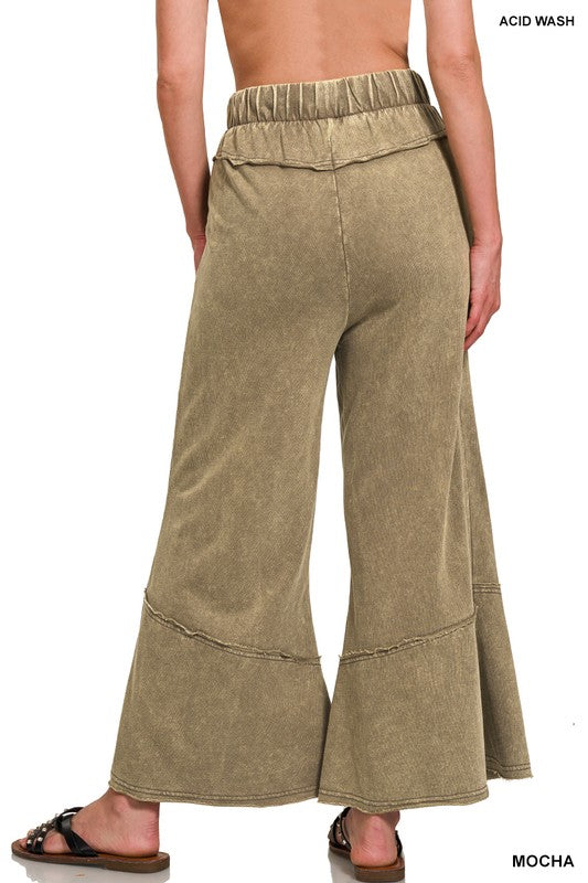 Exposed Seam Flare Hem Cropped Pant