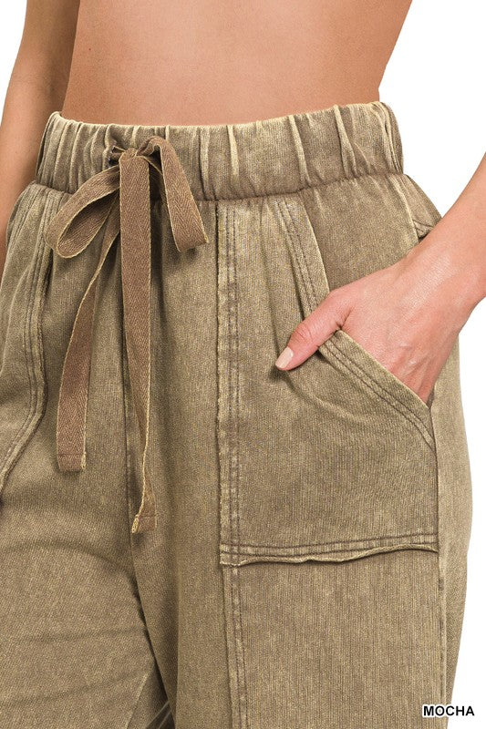 Exposed Seam Flare Hem Cropped Pant