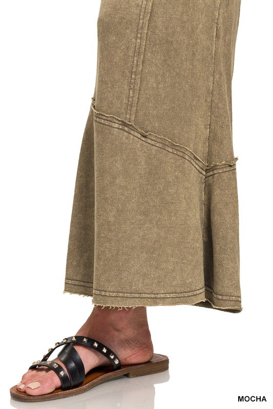Exposed Seam Flare Hem Cropped Pant