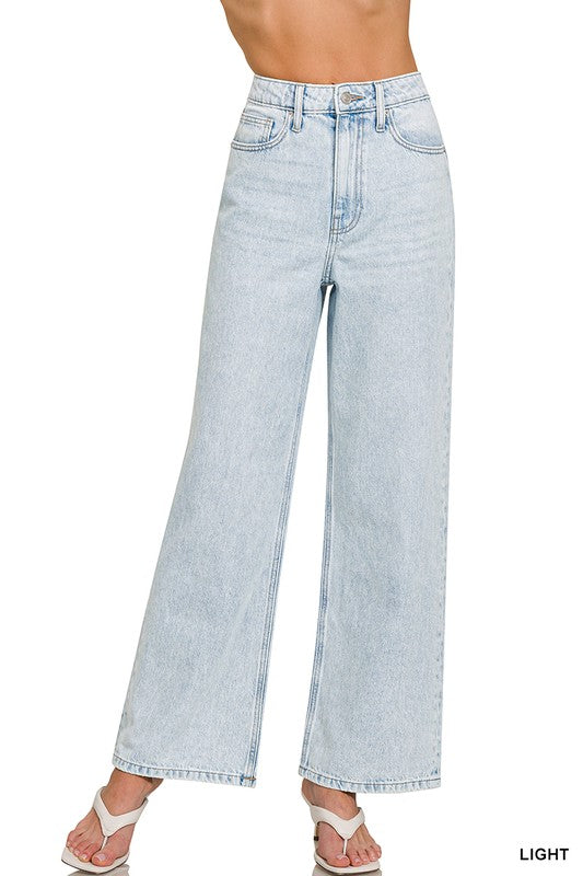 High Waist Wide Leg Straight Denim