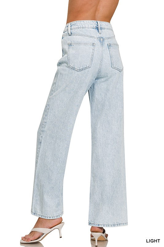 High Waist Wide Leg Straight Denim