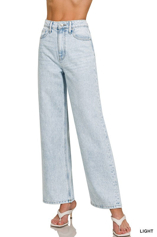 High Waist Wide Leg Straight Denim