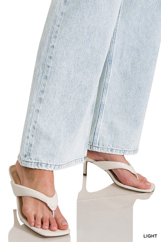 High Waist Wide Leg Straight Denim
