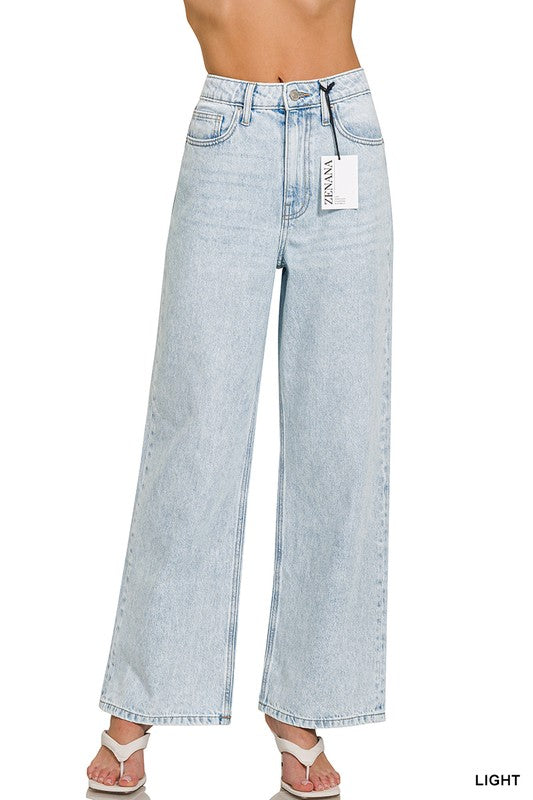 High Waist Wide Leg Straight Denim