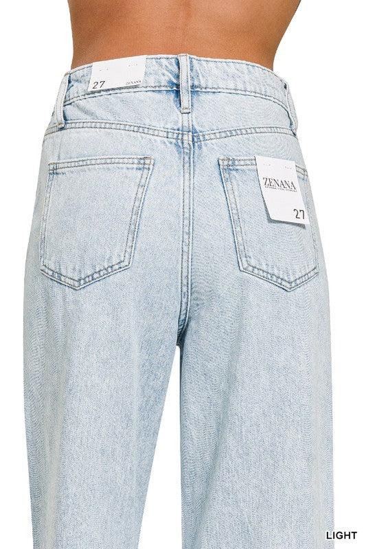 High Waist Wide Leg Straight Denim