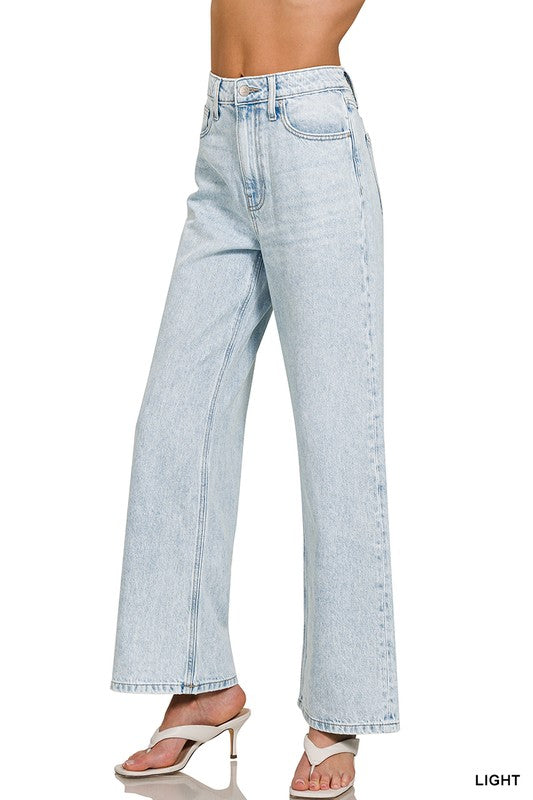 High Waist Wide Leg Straight Denim