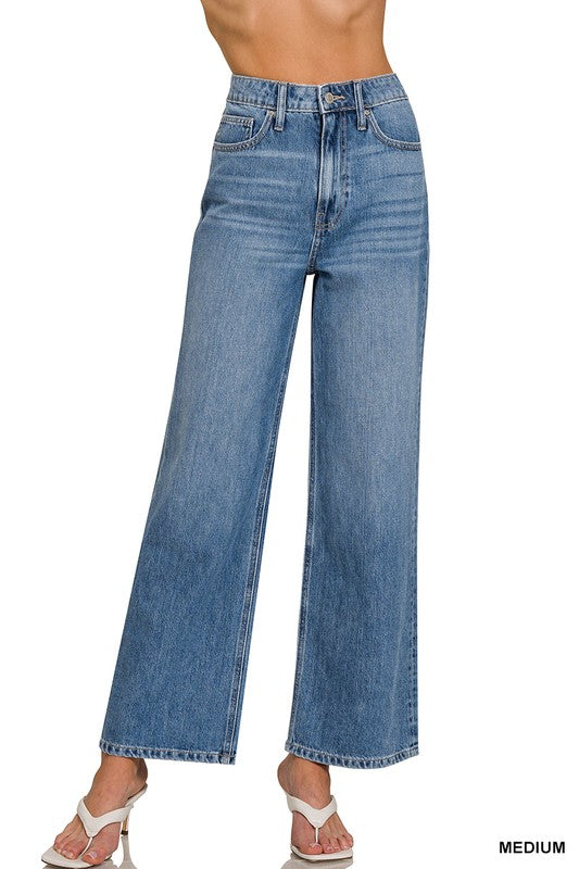 High Waist Wide Leg Straight Denim
